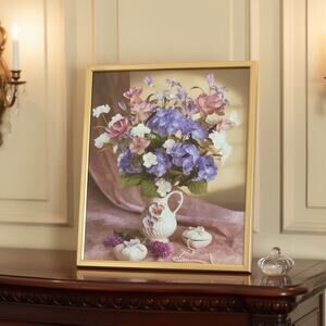 Flower Arrangement in White Vase w/Pearls Art Print